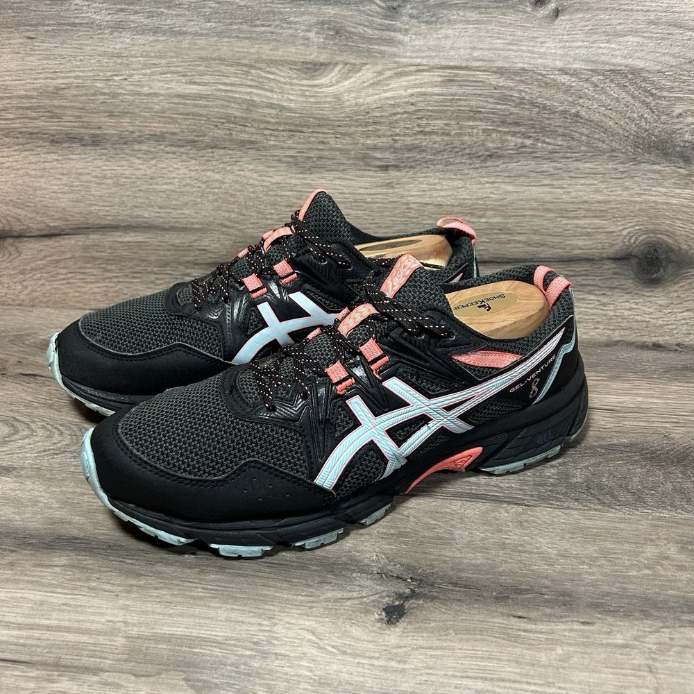 ASICS WOMENS GEL-VENTURE 8 TRAIL RUNNING SHOES BLACK PINK TURQOISE SIZE 10 WIDE